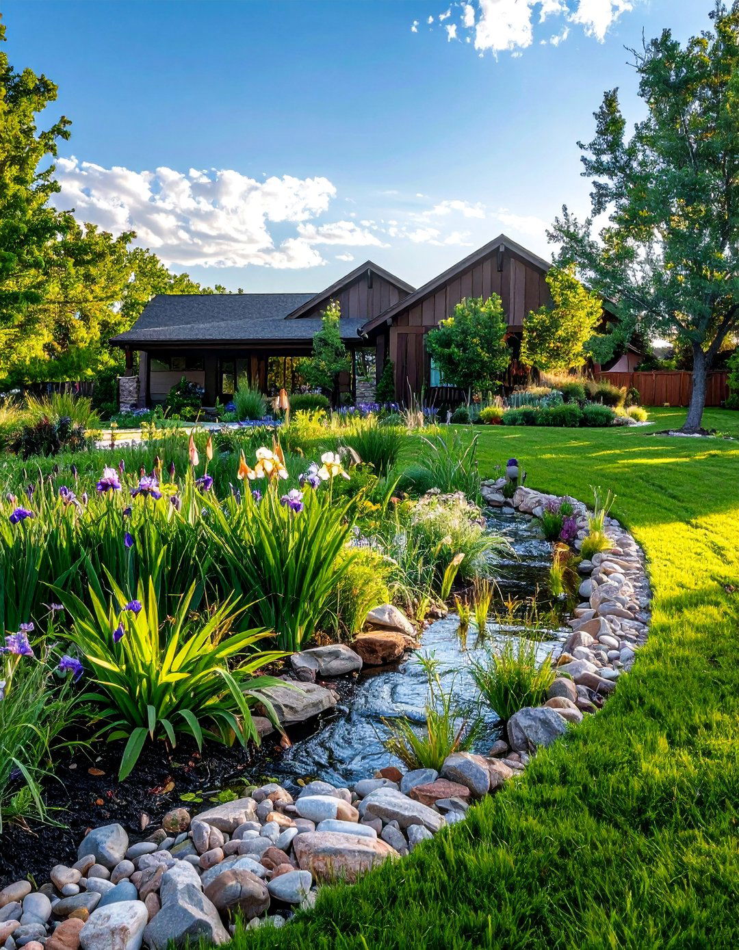 A Rain Garden for Sustainable Ranch House Landscaping - 30 Ranch House Landscaping Ideas for Curb Appeal