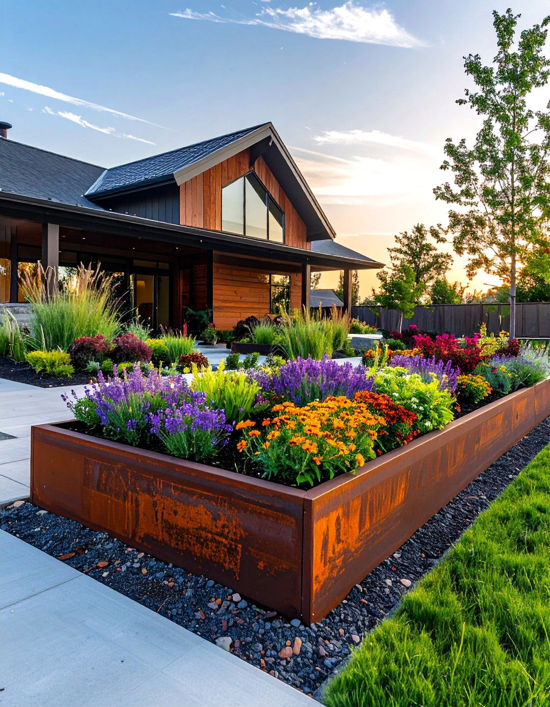 A Raised Planter Bed Along the Foundation of a Ranch House - 30 Ranch House Landscaping Ideas for Curb Appeal