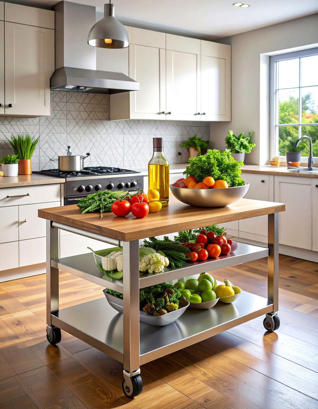 A Rolling Kitchen Cart or Trolley - 40 Kitchen Decor Ideas to Refresh Your Cooking Space