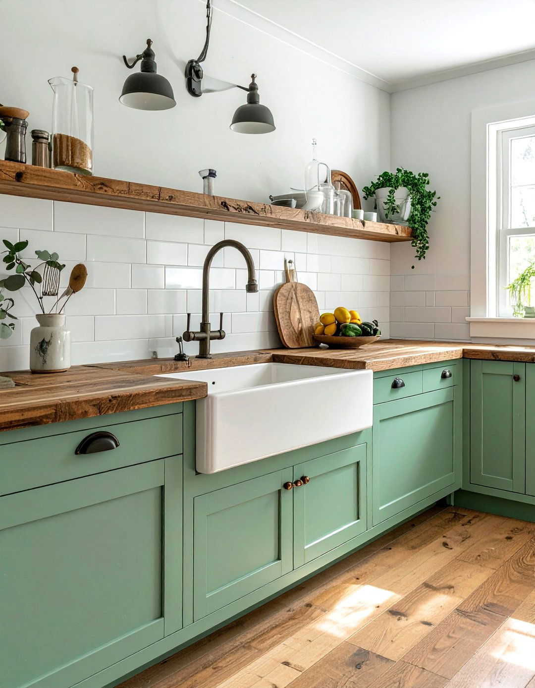 A Rustic Farmhouse Seafoam Green Kitchen Sink - 15 Seafoam Green Kitchen Ideas for a Fresh Look