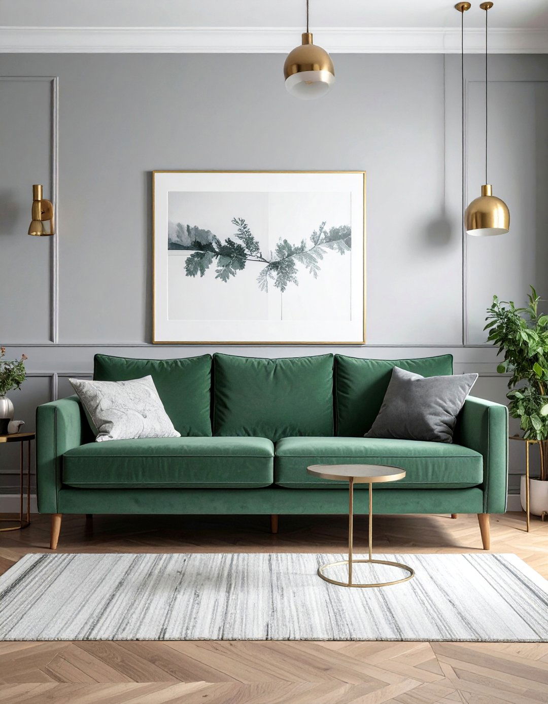 A Sage Green Couch Against a Dark Accent Wall - 20 Sage Green Couch Living Room Ideas for Serenity