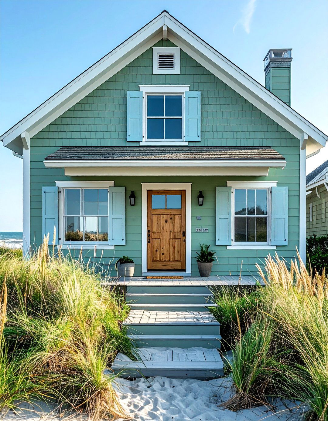 A Sage Green House in a Coastal Design - 30 Sage Green House Exterior Ideas for a Calm Look