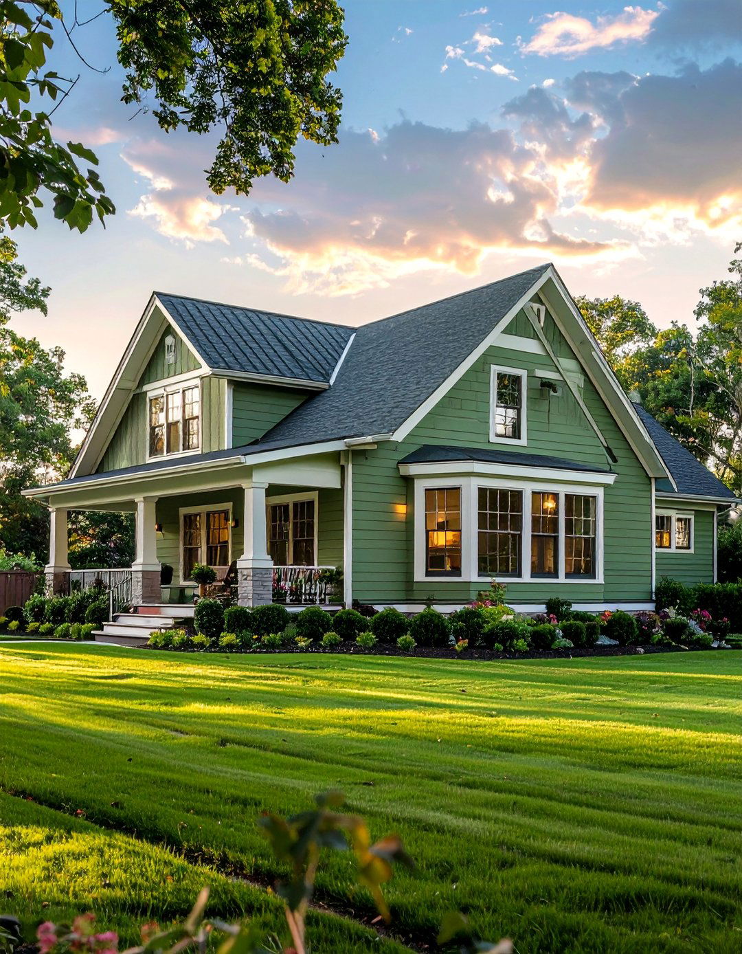 A Sage Green House in a Ranch Style - 30 Sage Green House Exterior Ideas for a Calm Look