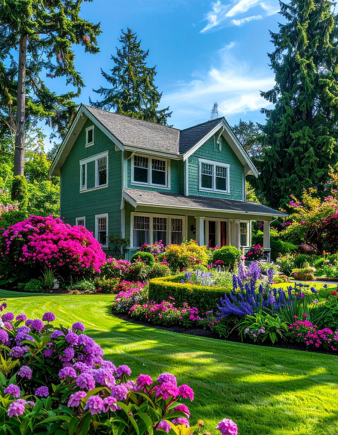 A Sage Green House with Extensive Landscaping - 30 Sage Green House Exterior Ideas for a Calm Look