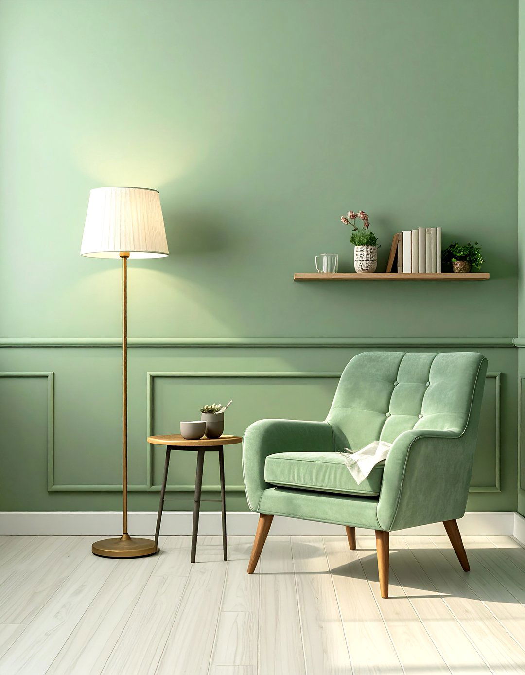 A Serene Sage Green Reading Nook