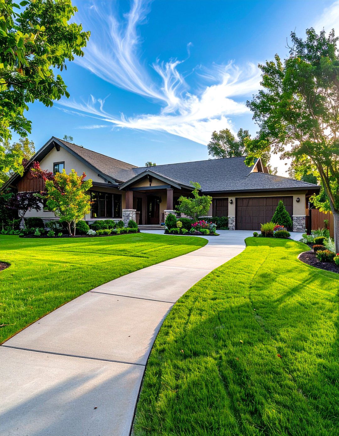A Simple Well Maintained Lawn for a Ranch House - 30 Ranch House Landscaping Ideas for Curb Appeal