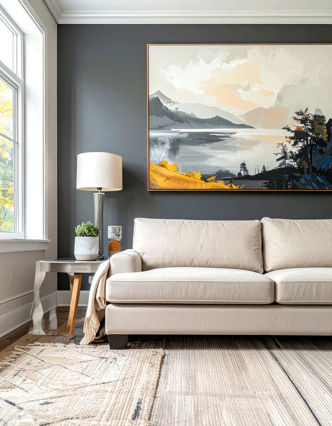 A Single Accent Wall in a Deep Hue - 40 Transitional Living Room Ideas for Modern Homes