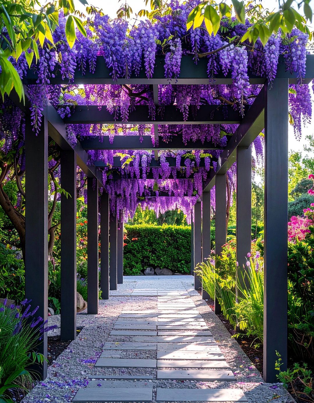 A Slim Pergola for a Narrow Garden - 20 Narrow Garden Ideas to Maximize Small Spaces