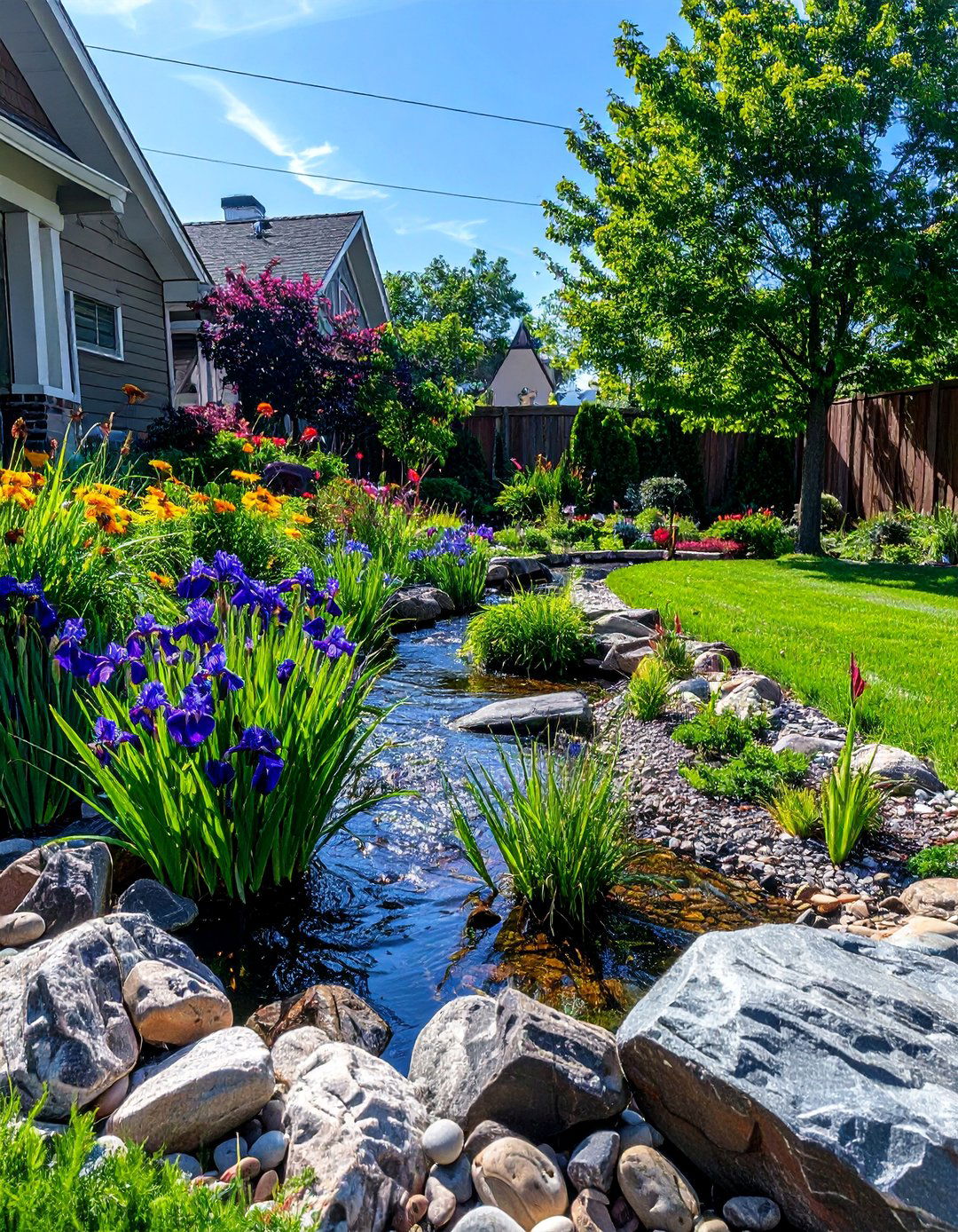 A Small Rain Garden for Eco Friendly Drainage - 40 Small Front Yard Landscaping Ideas to Boost Curb Appeal