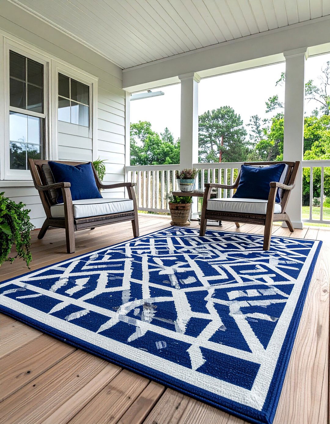 A Statement Outdoor Rug to Define the Space - 40 Front Porch Ideas to Welcome Guests in Style