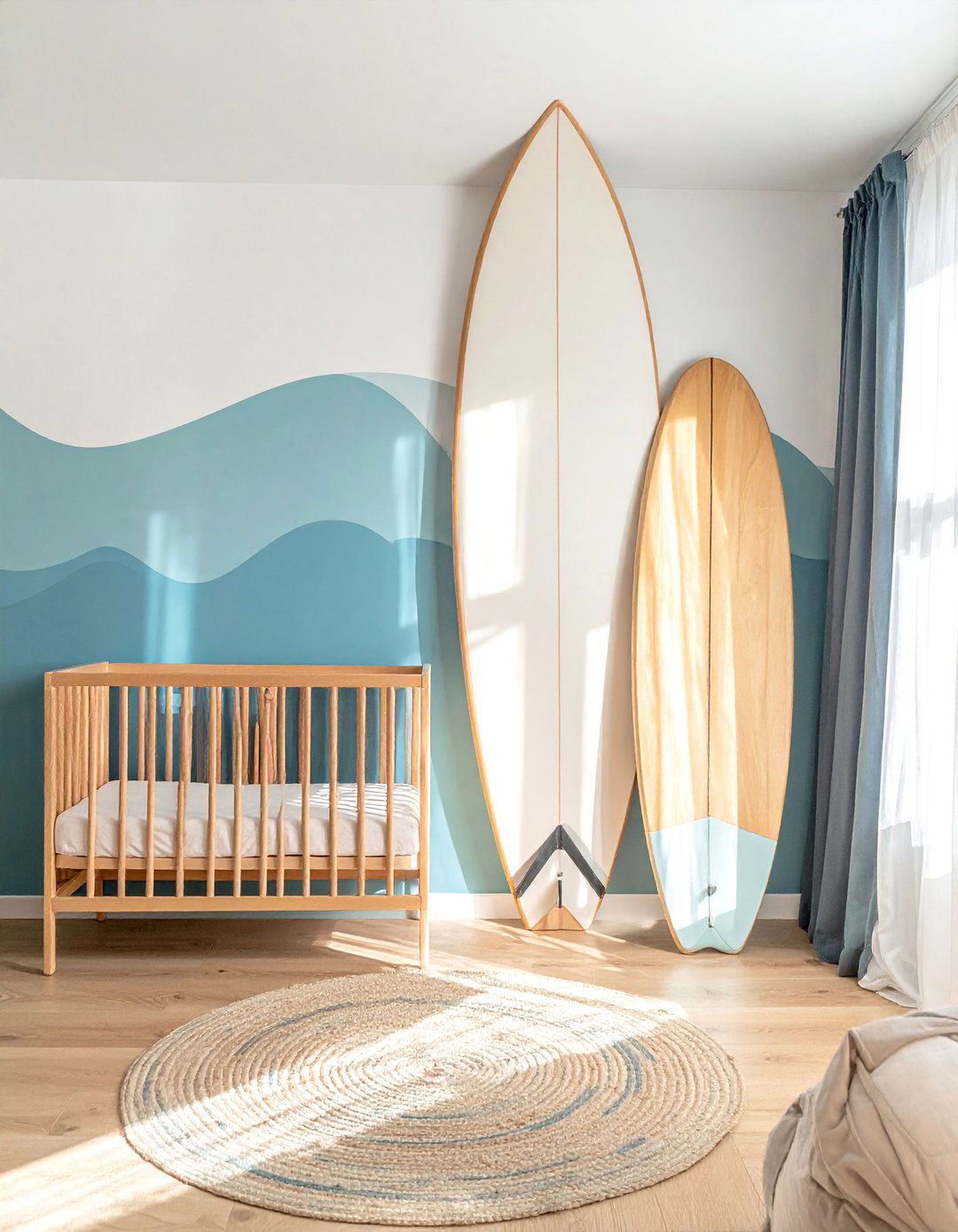 A Surfer Inspired Coastal Nursery - 25 Nautical Nursery Ideas for a Coastal-Themed Baby Room