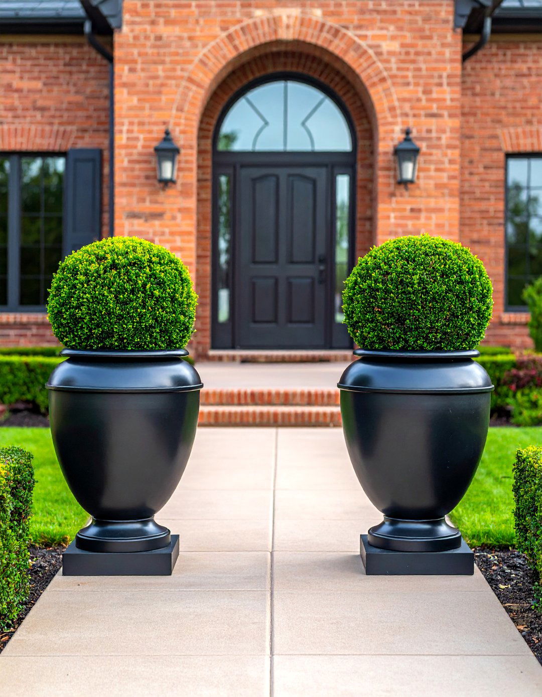 A Symmetrical Design Around the Ranch House Entry - 30 Ranch House Landscaping Ideas for Curb Appeal