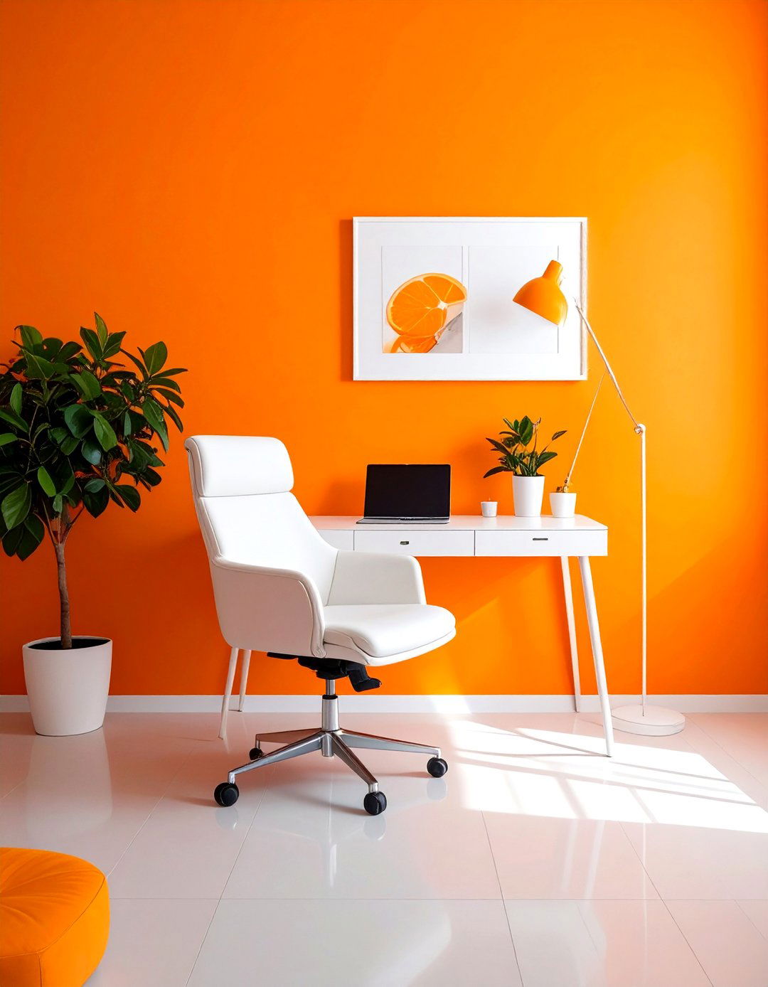 A Tangerine Orange Home Office for Creativity - 30 Orange Room Ideas to Brighten Your Home