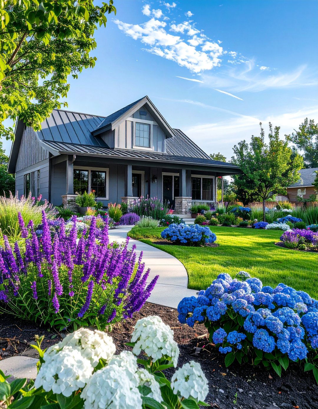 A Themed Color Palette for Ranch House Plantings - 30 Ranch House Landscaping Ideas for Curb Appeal