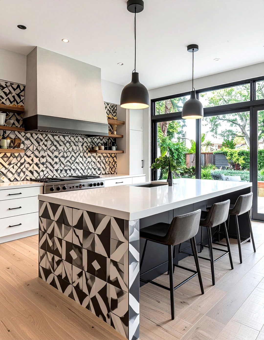 A Tiled Kitchen Island Front - 40 Kitchen Decor Ideas to Refresh Your Cooking Space