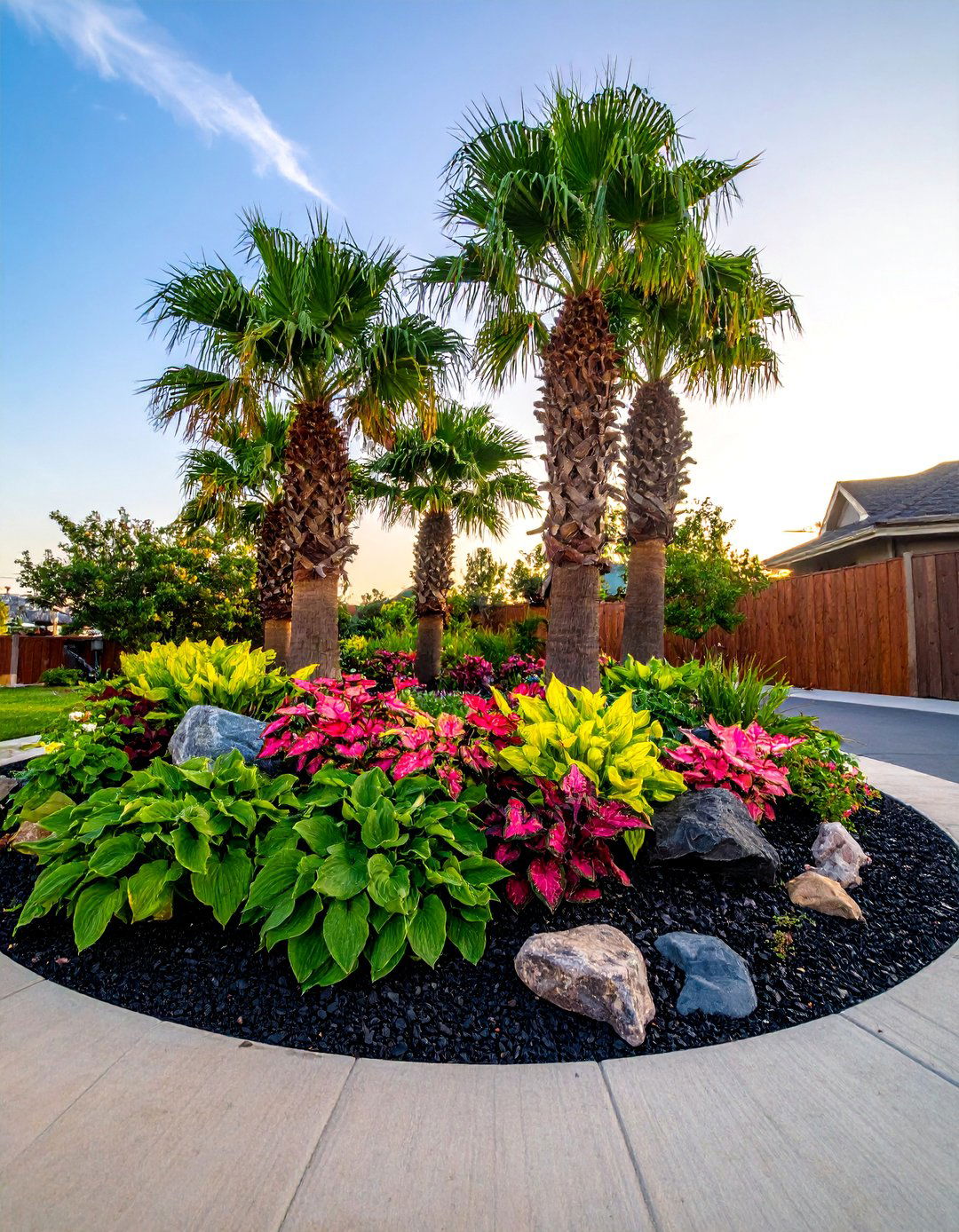 A Tropical Oasis with Pygmy Date Palms - 35 Front Yard Palm Tree Landscape Design Ideas