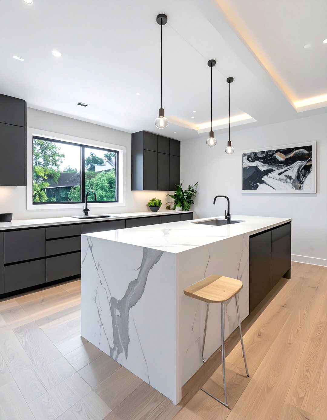 A Waterfall Countertop Edge - 40 Kitchen Decor Ideas to Refresh Your Cooking Space