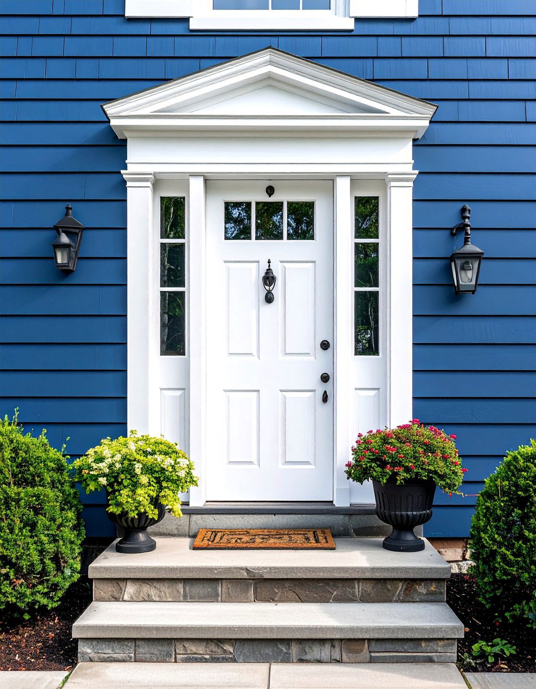 A White on White Colonial Front Door Ensemble - 20 Colonial Front Door Ideas for Timeless Curb Appeal
