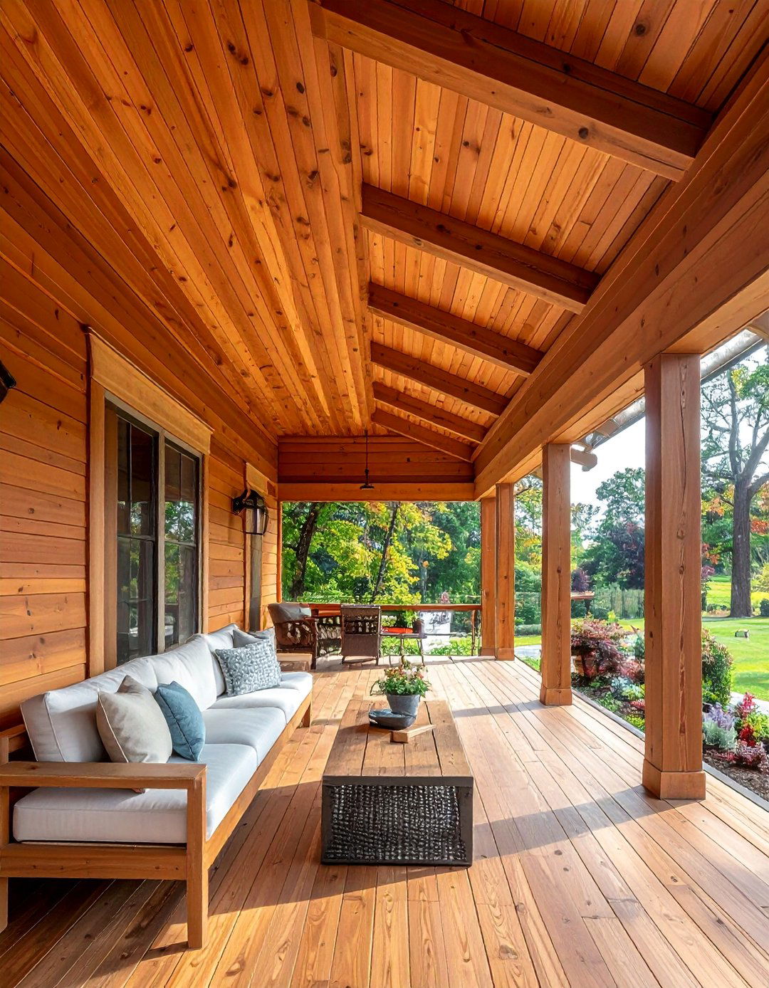 A Wooden Porch Ceiling for Natural Warmth - 40 Front Porch Ideas to Welcome Guests in Style