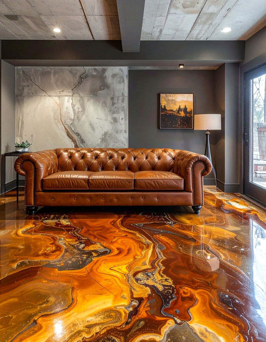 Acid Stained Concrete Basement Floor - 20 Concrete Basement Floor Ideas for a Modern Look