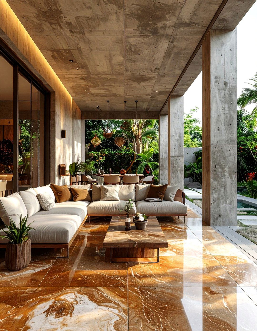 Acid Stained Concrete Floors for Outdoor Rooms - 25 Concrete Landscaping Ideas for Modern Outdoor Spaces