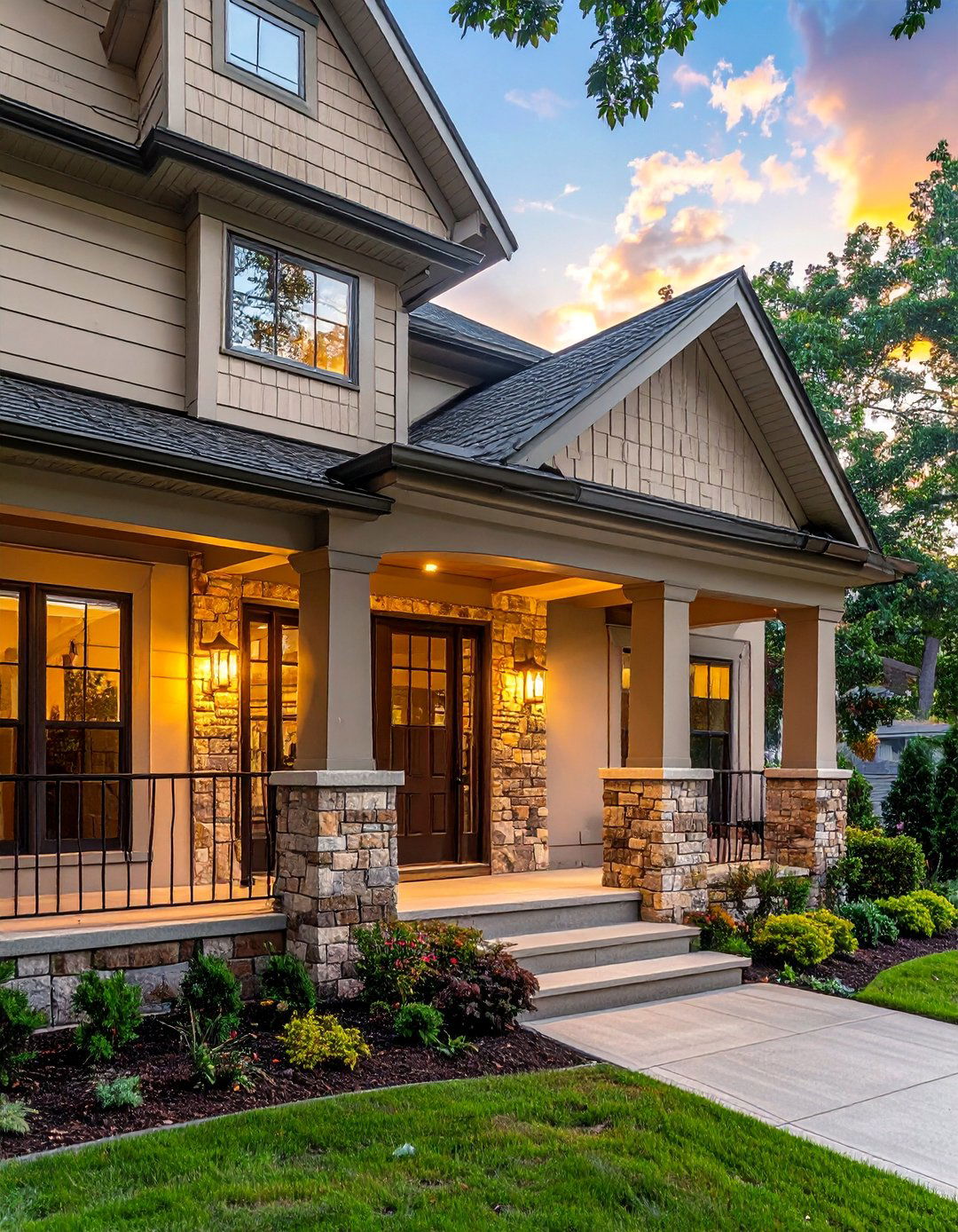 Add Architectural Stone Veneer Accents - 30 Exterior Home Remodeling and Renovation Ideas