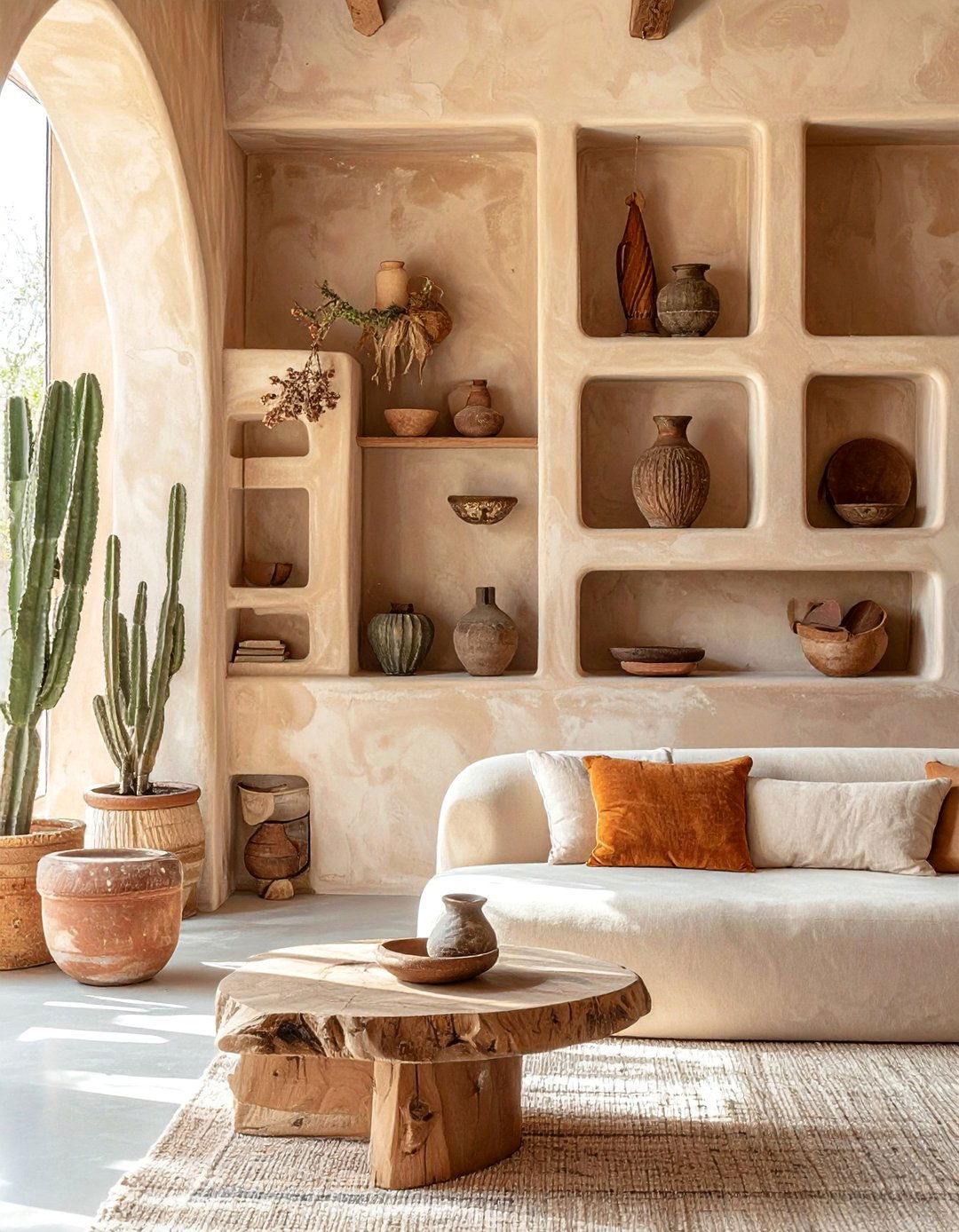 Adobe Style Built In Shelving Southwestern Living Room - 25 Southwestern Living Room Ideas for a Cozy Retreat