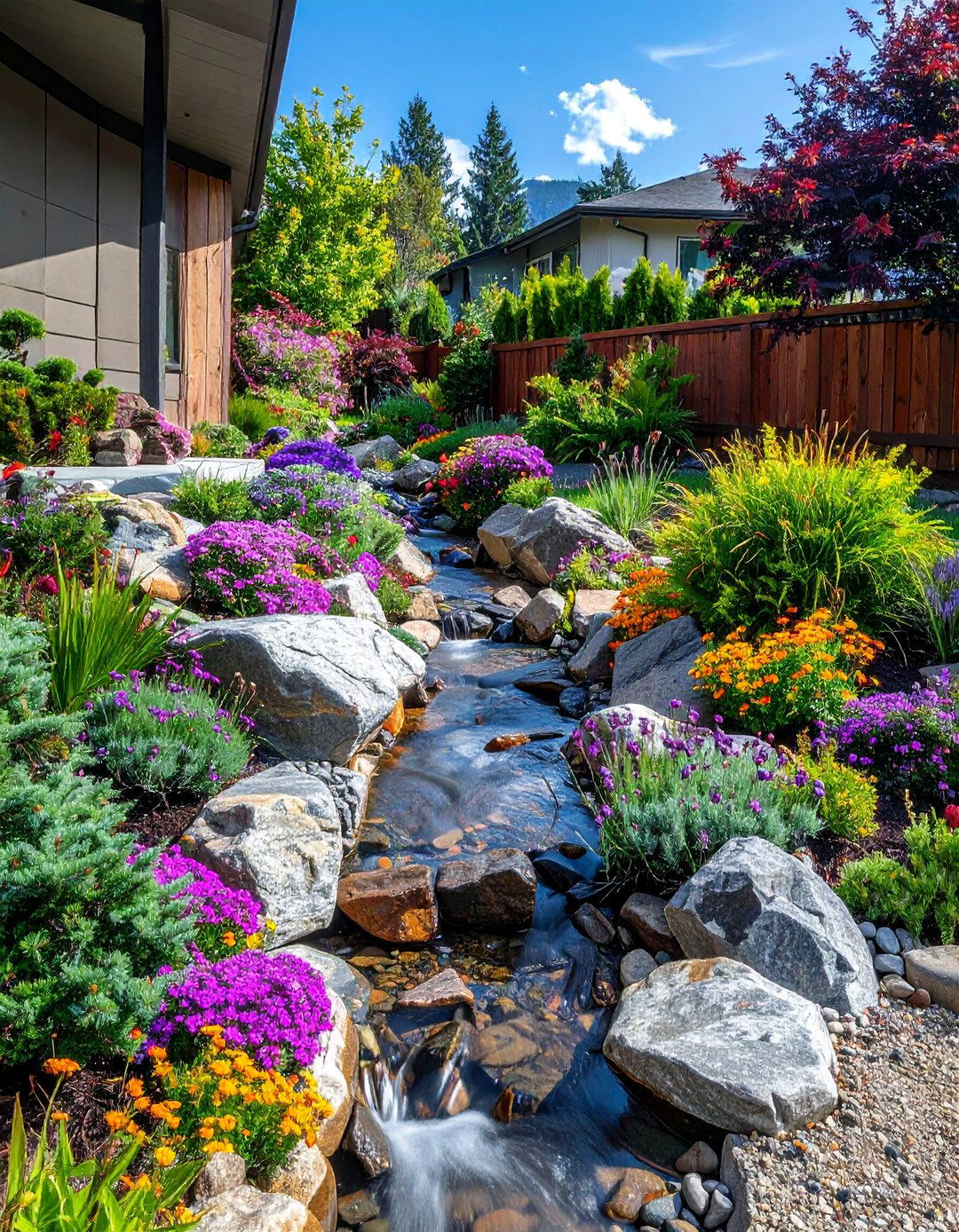 Alpine Rock Garden Creek - 30 Front Yard Dry Creek Bed Landscaping Ideas