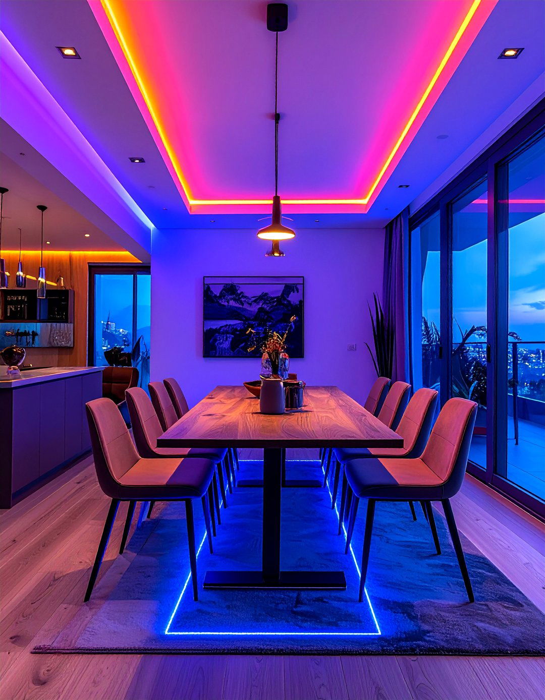 Ambient LED Strip Lighting - 40 Dining Room Decor Ideas to Elevate Your Meals