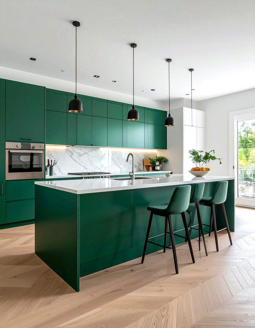 An Accent Color on the Kitchen Island - 40 Kitchen Decor Ideas to Refresh Your Cooking Space