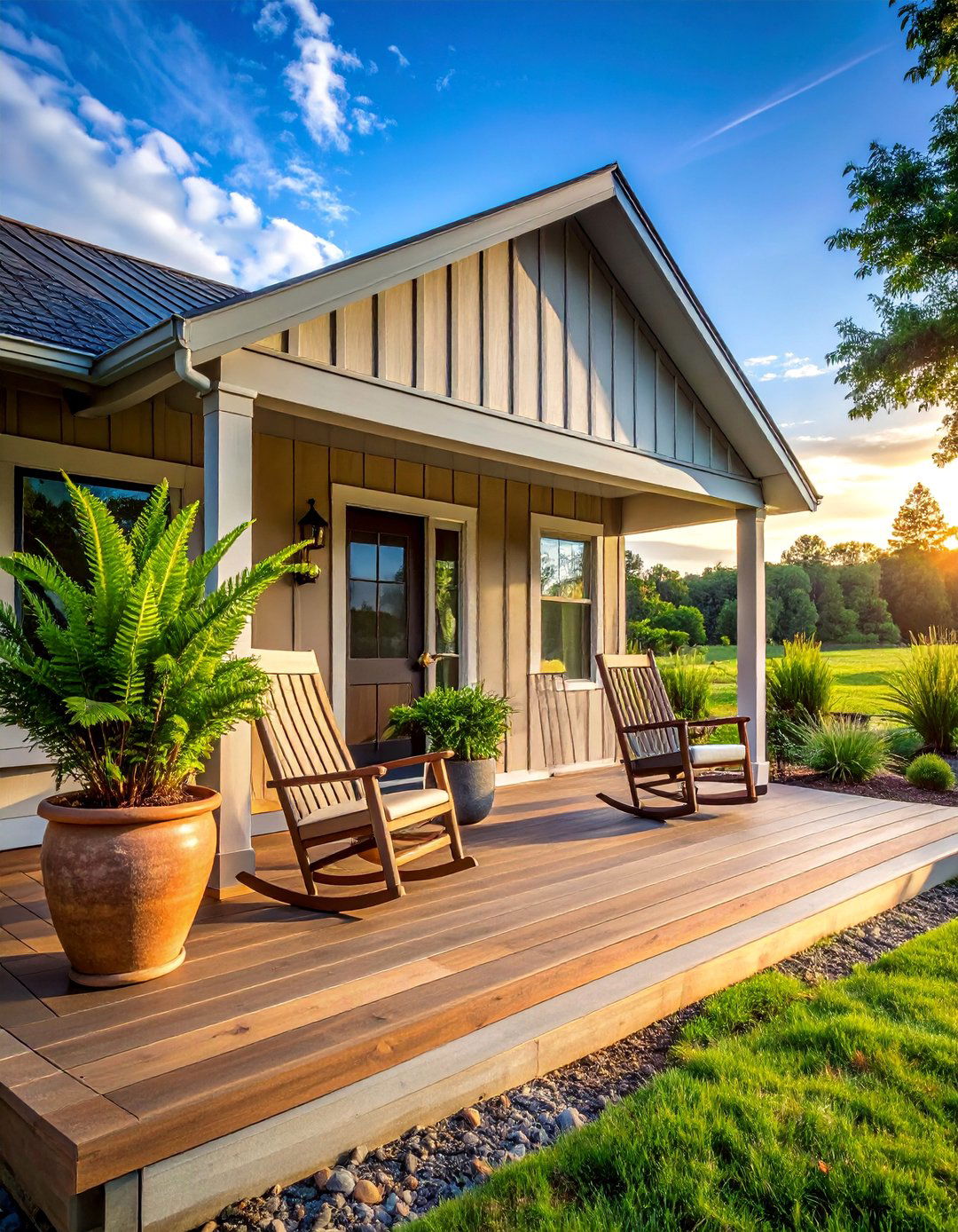 An Expanded Front Porch for a Ranch House - 30 Ranch House Landscaping Ideas for Curb Appeal