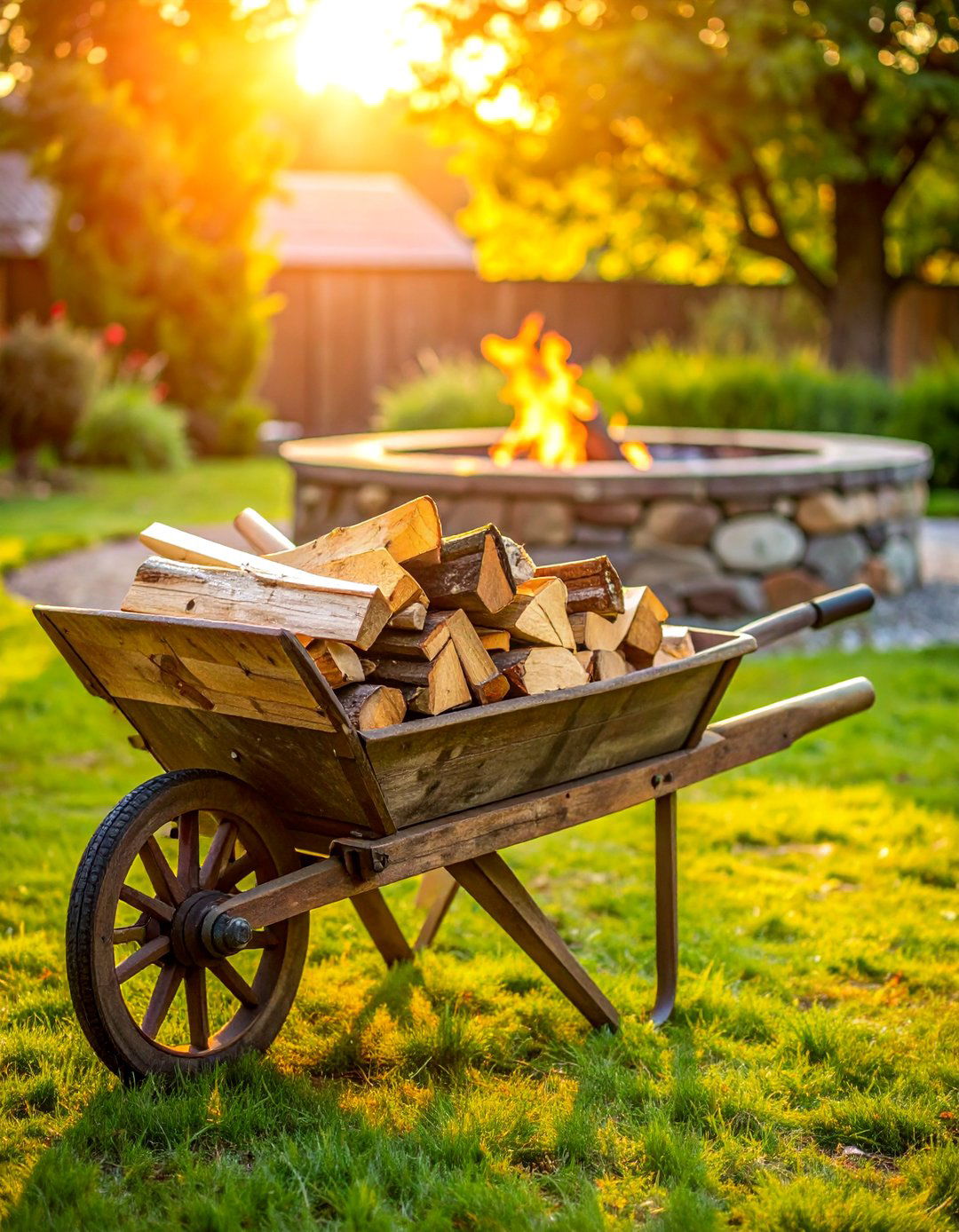 An Old Wheelbarrow as a Log Holder - 25 Old Wheelbarrow Ideas for Creative Garden Decor