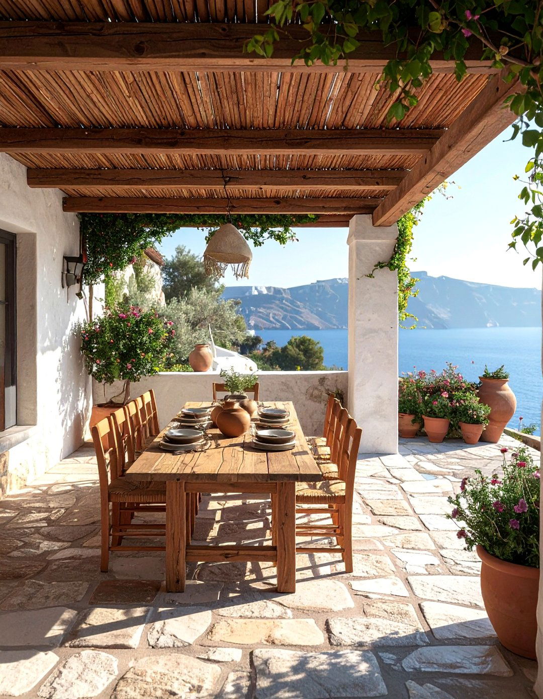 An Outdoor Dining Area - 20 Greek Style Home Ideas for a Mediterranean Vibe