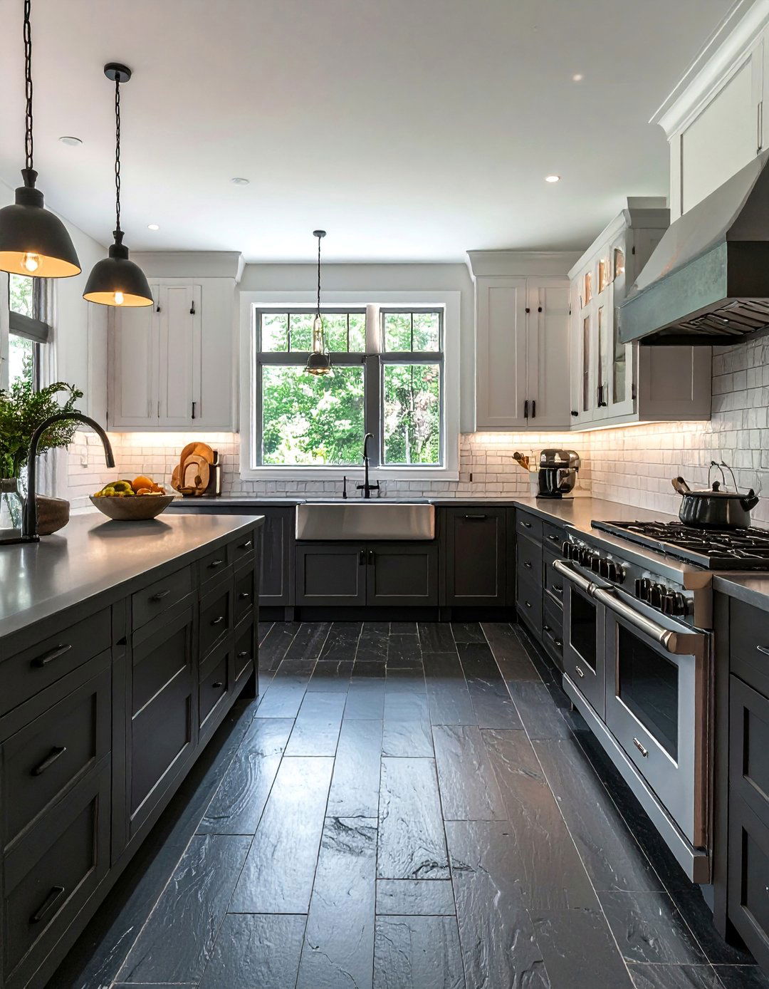 Antique Finish Black Slate Flooring - 40 Farmhouse Flooring Ideas to Enhance Your Home's Charm