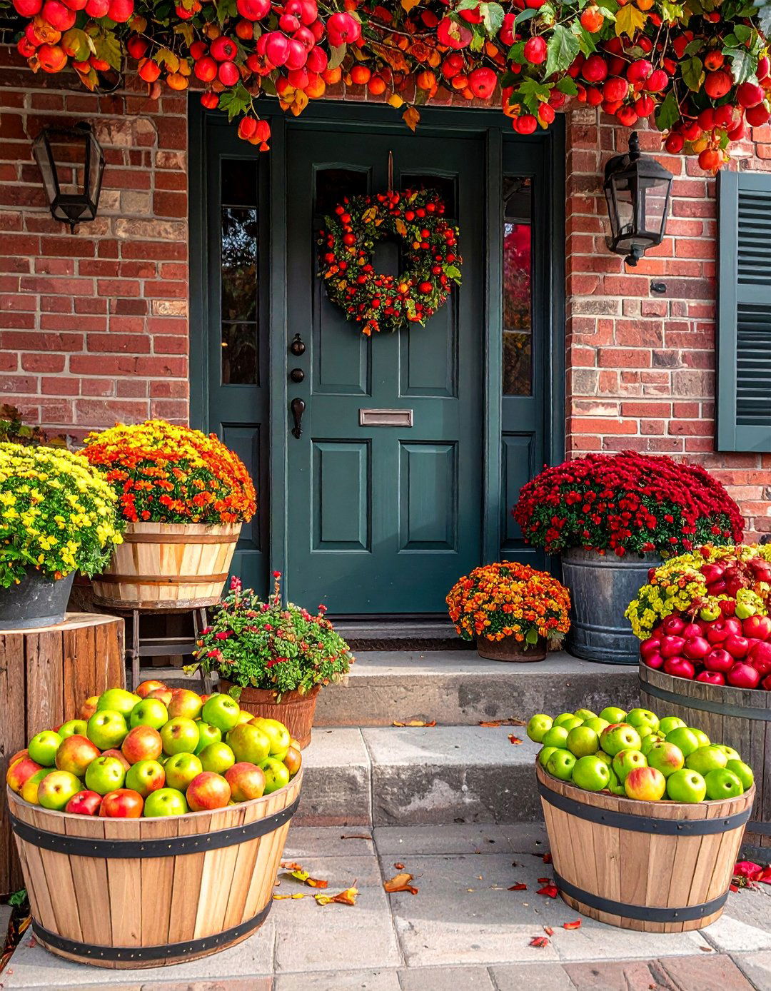 Apple and Fruit Decorations - 30 Front Door Fall Decor Ideas to Welcome the Season