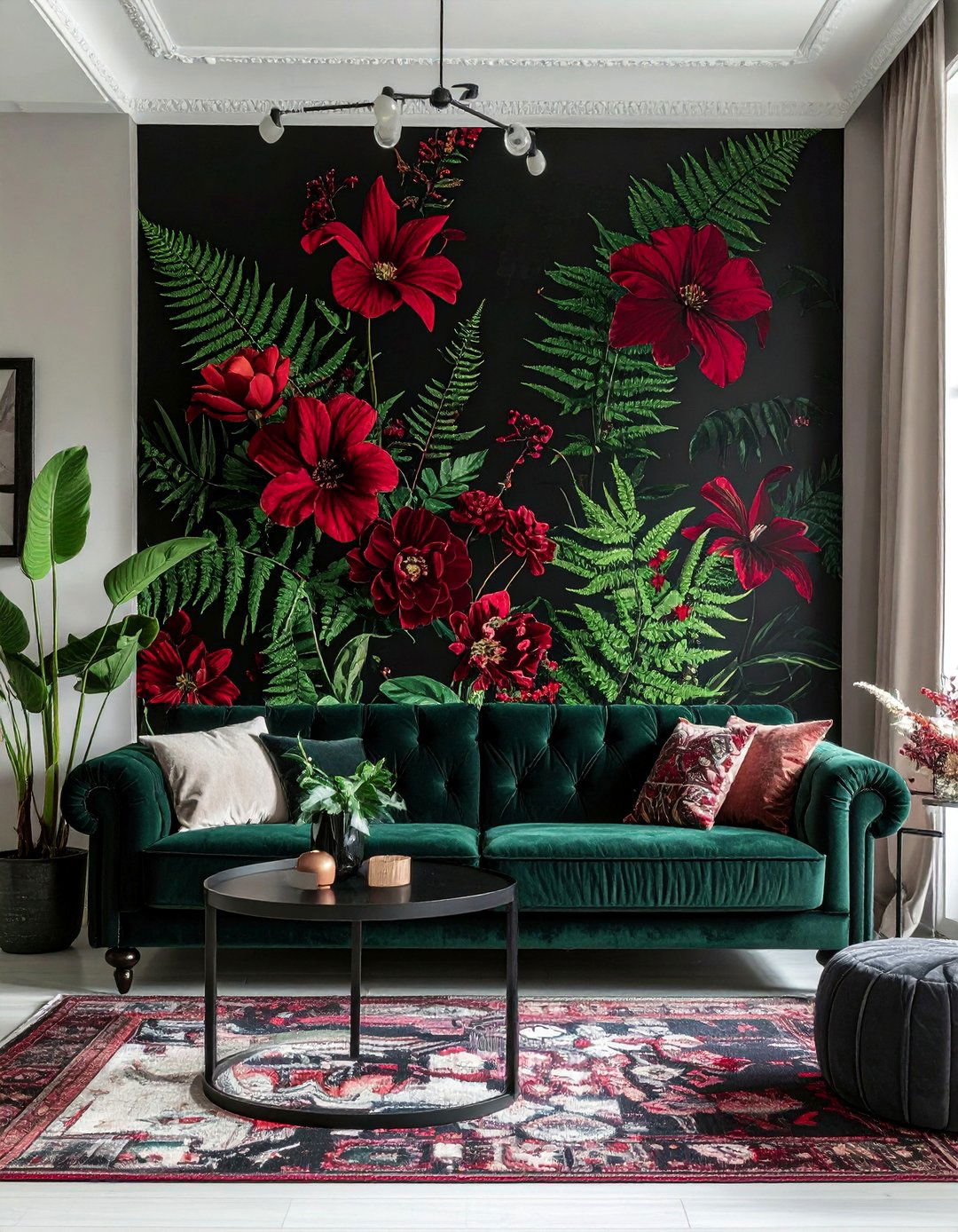 Applying Dark Botanical Wallpaper - 30 Whimsigoth Decor Ideas to Enchant Your Space