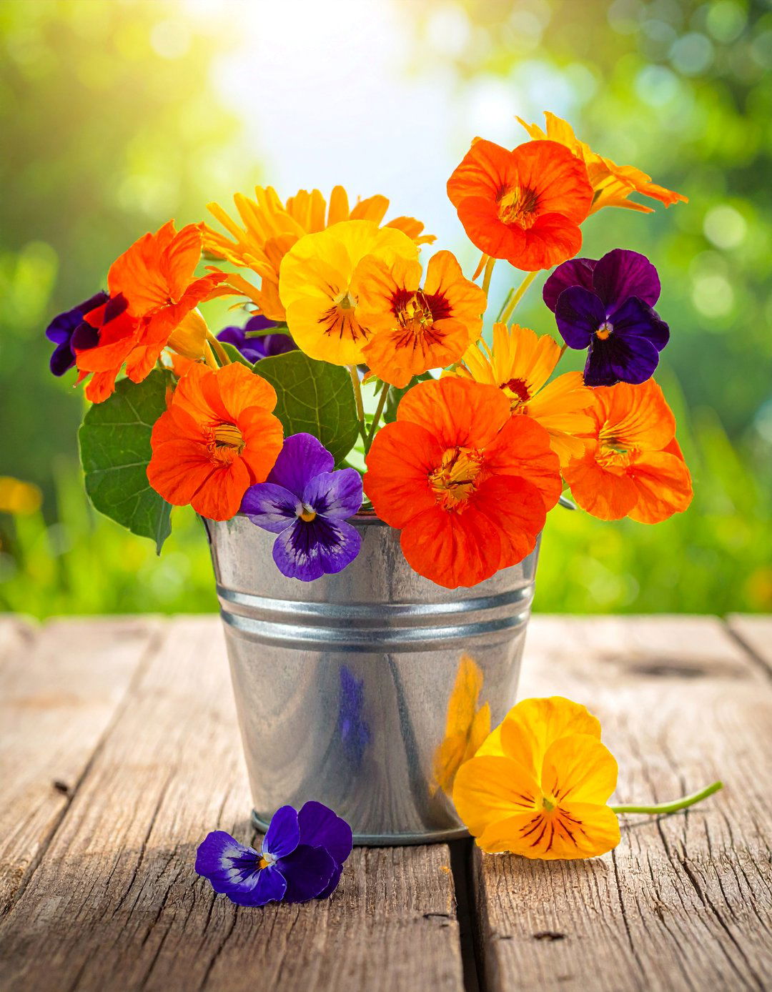 Aromatic Edible Flower Bucket - 20 Bucket Garden Ideas for Creative Small Spaces