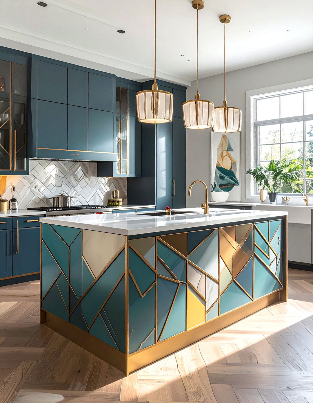 Art Deco Geometric Patterns - 40 Kitchen Island Ideas for Spacious Kitchens