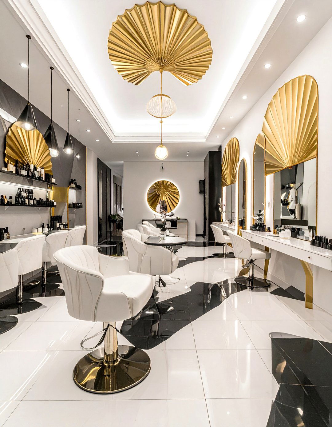 Art Deco Inspired Geometric Nail Salon Design - 30 Nail Salon Interior Design Ideas for a Chic Look