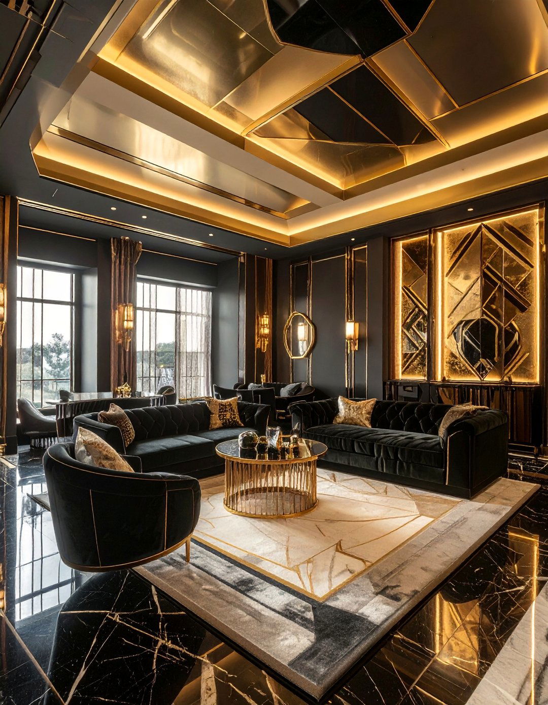 Art Deco Luxury Lounge - 20 Cigar Room Ideas for a Luxurious Smoking Lounge