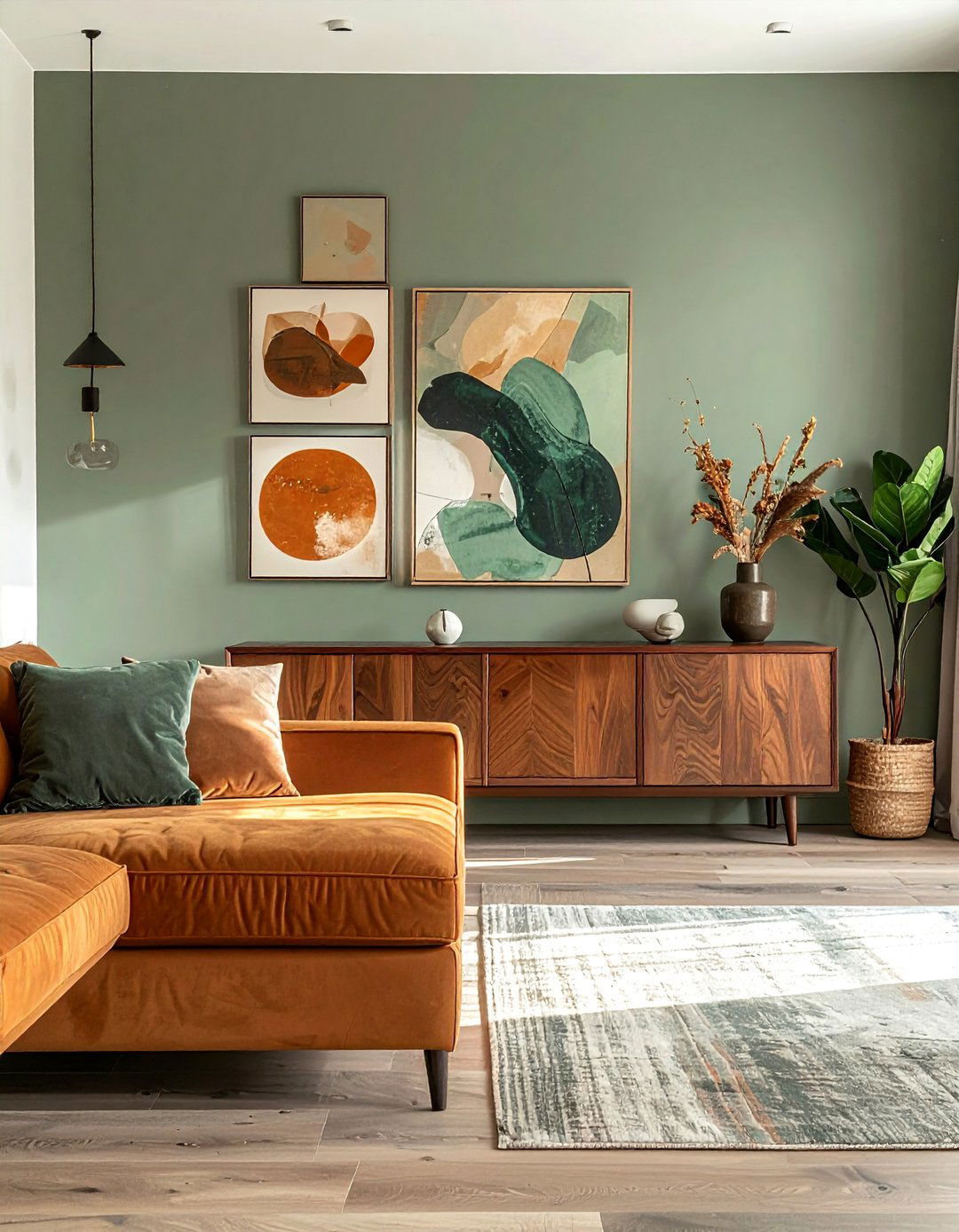 Art and Decor Featuring Sage Green and Brown - 20 Sage Green and Brown Living Room Ideas for Balance