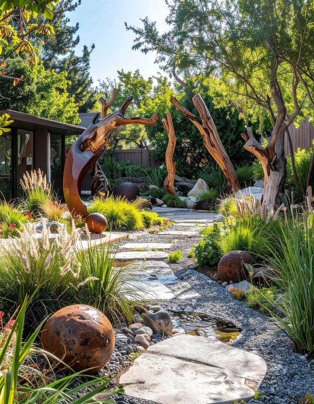 Artistic Sculpture Creek Gallery - 30 Front Yard Dry Creek Bed Landscaping Ideas