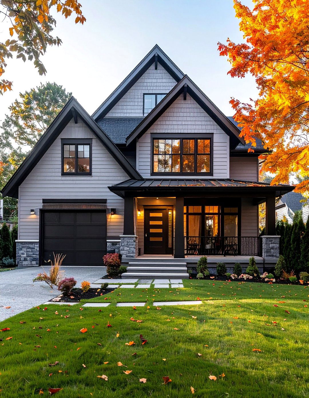 Ash Gray with Black Trim - 40 Gray Exterior House Paint Ideas for Modern Homes