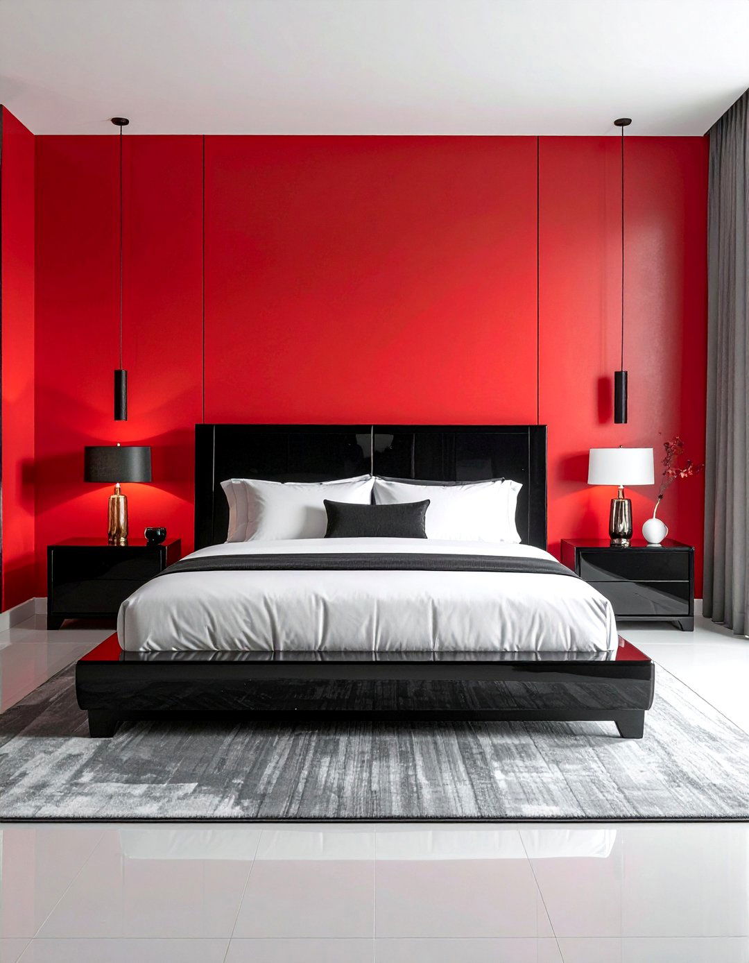 Asian Inspired Red Bedroom with Lacquer Furniture - 20 Red Bedroom Ideas to Create a Bold and Cozy Space
