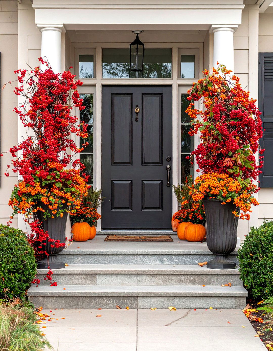 Autumn Berry Arrangements - 30 Front Door Fall Decor Ideas to Welcome the Season