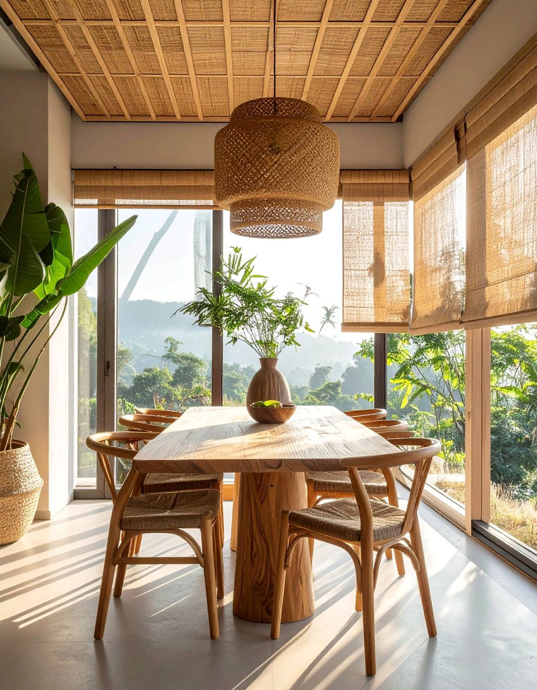 Bamboo Shades for Sustainable Style - 25 Dining Room Window Ideas for a Bright and Airy Space