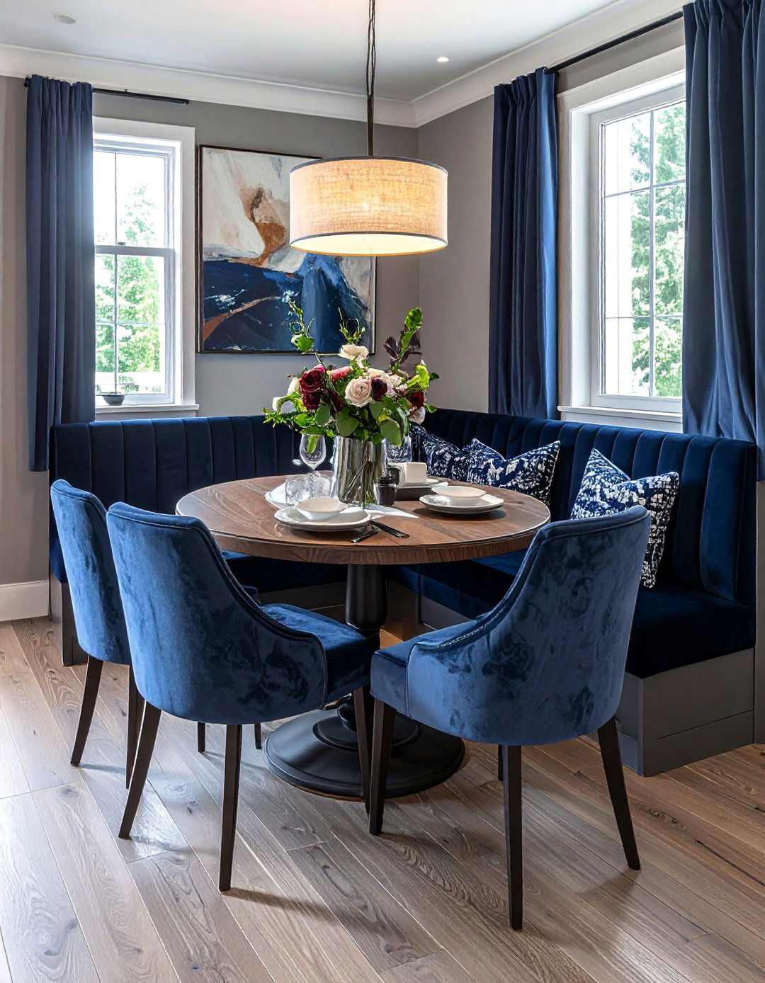 Banquette Seating with Luxury Fabrics - 40 Luxurious Dining Room Ideas for Elegant Entertaining