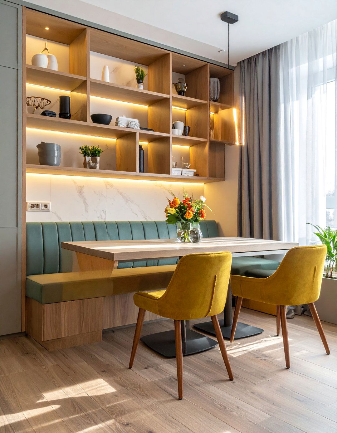 Banquette with Back Storage Niche - 40 Banquette Seating Ideas for Stylish Dining