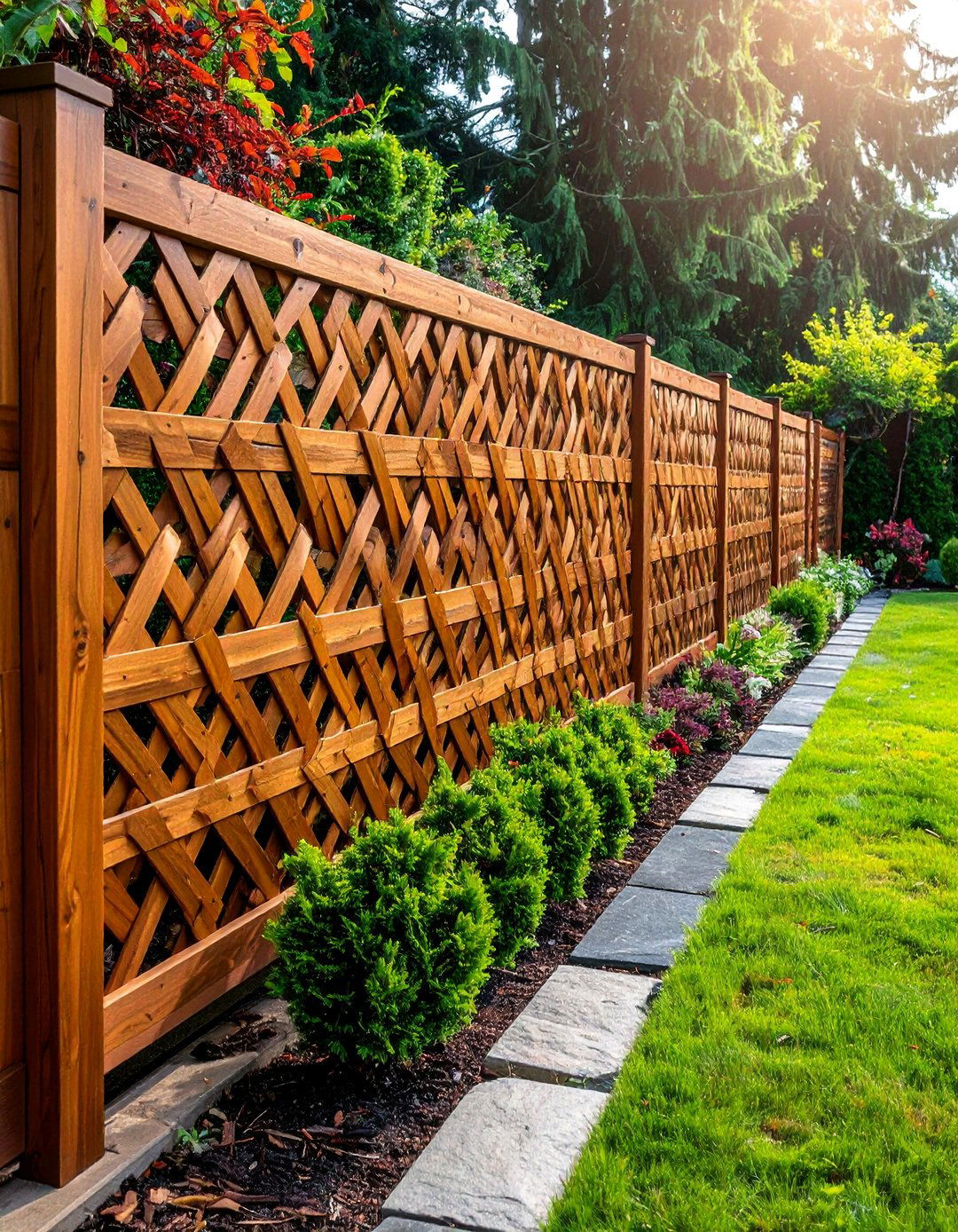 Basket Weave Wood Garden Fence - 40 Garden Fence Ideas to Enhance Your Outdoor Space