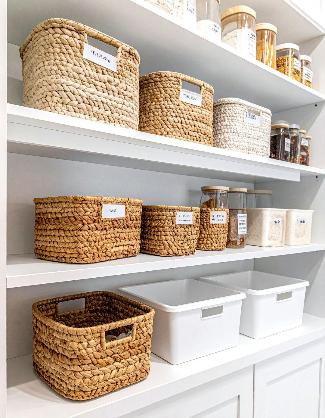 Baskets and Bins for Grouping Items in a Small Pantry - 30 Small Pantry Ideas for Efficient Storage